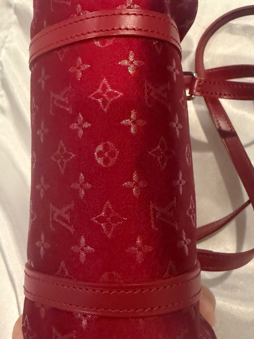 Louis Vuitton Mini Papillon Pochette in Red Monogram Satin